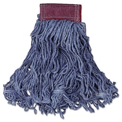 Essendant Super Stitch Blend Mop Head, Large, Cotton/Synthetic, Blue, 6/Carton