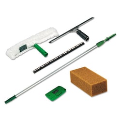 Essendant Pro Window Cleaning Kit w/8ft Pole, Scrubber, Squeegee, Scraper,