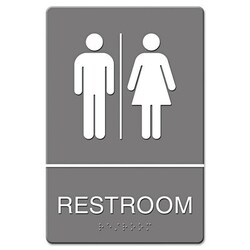 Essendant ADA Sign, Restroom Symbol Tactile Graphic, Molded Plastic, 6
