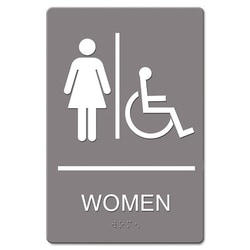 Essendant ADA Sign, Women Restroom Wheelchair Accessible Symbol, Molded