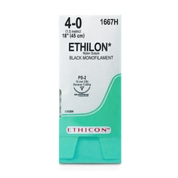 Med Vet International Ethicon Ethilon Nylon Suture, Size 4-0, PS-2, 18in,