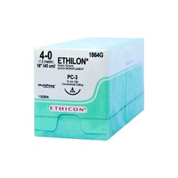 Med Vet International Ethicon Ethilon Nylon Suture, Size 4-0, PC-3, 18in, 12/Box