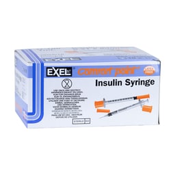 Med Vet International&nbsp;Exel Syringe & Needle, 1mL, Permanent Needle, 30G X 5/16in, Insulin, 100/BX, 26016
