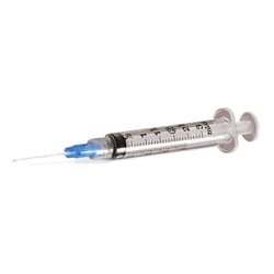 Med Vet International&nbsp;Exel Syringes & Needle, 3mL Luer Lock, 25g X 5/8in. Needle, 100/Box, 26100