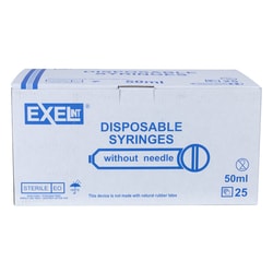 Med Vet International Exel Syringe, 50-60mL, Eccentric Luer Slip, 25/Box,
