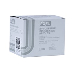 Med Vet International Exel Needle, 27G X 1/2"", Hypodermic, 100/Box, 26400,