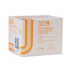 Med Vet International&nbsp;Exel Needle, 25G x 1in, Hypodermic, 100/Box, 26405