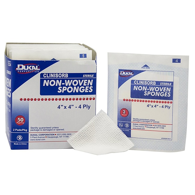 Med Vet International Sterile NonWoven Gauze Sponges Sterile, 4" x 4