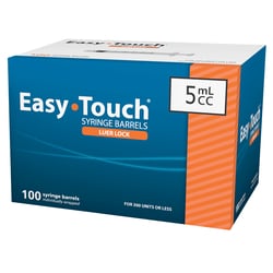 Med Vet International EasyTouch Luer Lock Syringe Barrels, TB, 5ml, 100/Box,