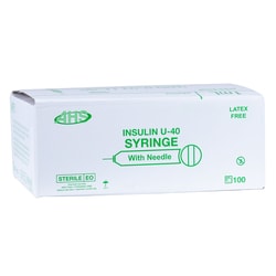 Med Vet International&nbsp;AHS Syringe & Needle, 1mL, Permanent Needle, 29G X 1/2in, U-40 Insulin, 100/Box, AH10M2913-40