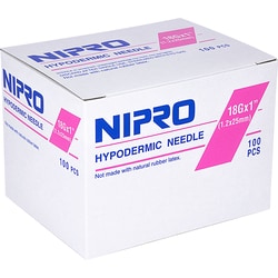 Med Vet International Nipro Hypodermic Needles, 18G x 1-in, 100/Box, Quantity: