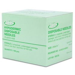 Med Vet International&nbsp;AHS Needle, 25G X 5/8in, Hypodermic, 100/BX, AHS2516RN