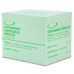Med Vet International&nbsp;AHS Hypodermic Needles, 30G x 1/2 in, 100/Box, AHS3013RN