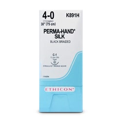 Med Vet International Ethicon Permahand Silk Suture, Size 4-0, C-1, 30"",