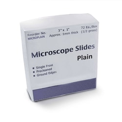 Med Vet International&nbsp;Pre-Cleaned Plain Microscope Slides, 1inX3in, 72 per box, 20 Boxes