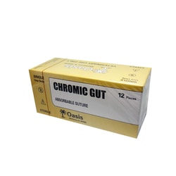 Med Vet International Oasis Chromic Gut Suture, Size 4-0, with NFS-2 Needle, 12/Box, Veterinary Use Only