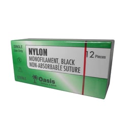 Med Vet International&nbsp;Oasis Nylon Suture, Size 2-0, with NFS Needle, 12/Box