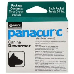 Med Vet International Panacur C Canine Dewormer 2gm Packet (20Lbs), 30 Packets/Box