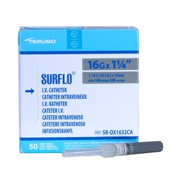 Med Vet International Terumo Surflo IV Catheter, 16G x 1.25in, Quantity: