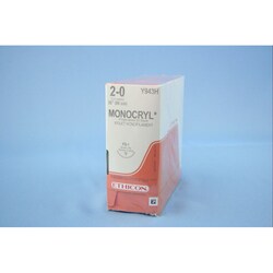 Med Vet International Ethicon Monocryl Suture, Size 2-0, FS-1, 36"", 12/Box,