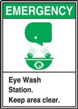 HCL Labels Emergency Eyewash Station Keep Area Clear - 7" x 10" Plastic,