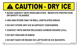 HCL Labels Caution - Dry Ice - Do Not Save Or Reuse Ice - 4" x 7" Adhesive
