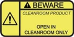 HCL Labels Beware Cleanroom Product (Clear Film Liner) - 1