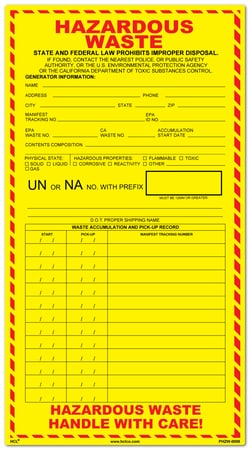 HCL Labels Personalized Hazardous Waste Label - 6" x 11" - Pack of 50,