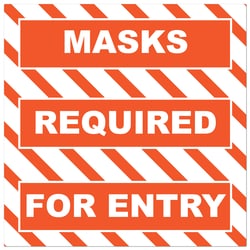 HCL Labels&nbsp;Masks Required for Entry - Building Back and Side Doors Floor Sign - 15” x 15” Non-Slip Floor Sign
