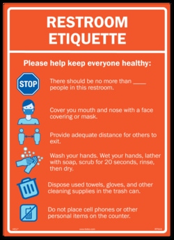 HCL Labels Restroom Etiquette - Social Distance Label for Restrooms - 10”