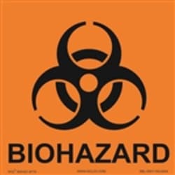 HCL Labels Biohazard - 7" x 7" Adhesive Vinyl, 1EA, Quantity: Each of 1