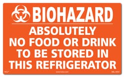 HCL Labels Biohazard - Absolutely No Food Or Drink - 3" x 5" Adhesive Vinyl