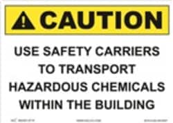 HCL Labels&nbsp;Caution - Use Safety Carrier To Transport Chemicals Within Buildings - 3