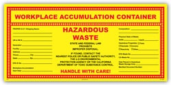 HCL Labels Workplace Accumulation Container - Hazardous Waste 5" x 10.5"