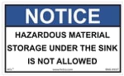 HCL Labels Notice - Hazardous Material Storage Under Sink Is Not Allowed