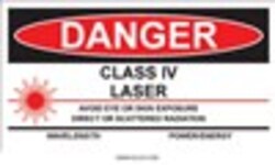 HCL Labels Danger - Class IV Laser - 2" x 3" Adhesive Vinyl (Pack of 100),