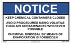 HCL Labels&nbsp;Notice - Keep Chemical Containers Closed - 3