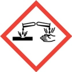 HCL Labels Corrosive Pictogram GHS Symbol - 4" x 4" Adhesive Vinyl (Pack