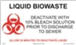 HCL Labels Biohazard - Liquid Biowaste Adhesive Vinyl Label - 3" x 5" (Pack