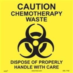 HCL Labels Caution - Trace Chemotherapy Waste - 4" x 4" Adhesive Vinyl