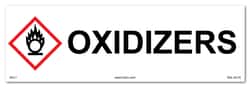 HCL Labels Oxidizers - Cabinet or Secondary Containment Sign - 3.5" x 11"