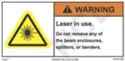 HCL Labels Warning - Laser in Use - 2" x 3" Adhesive Vinyl Label (Pack