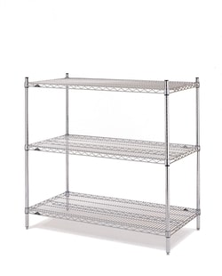 Accuflow Systems 3 shelf stationary wire shelving unit, Metroseal 3 with Microban, 21