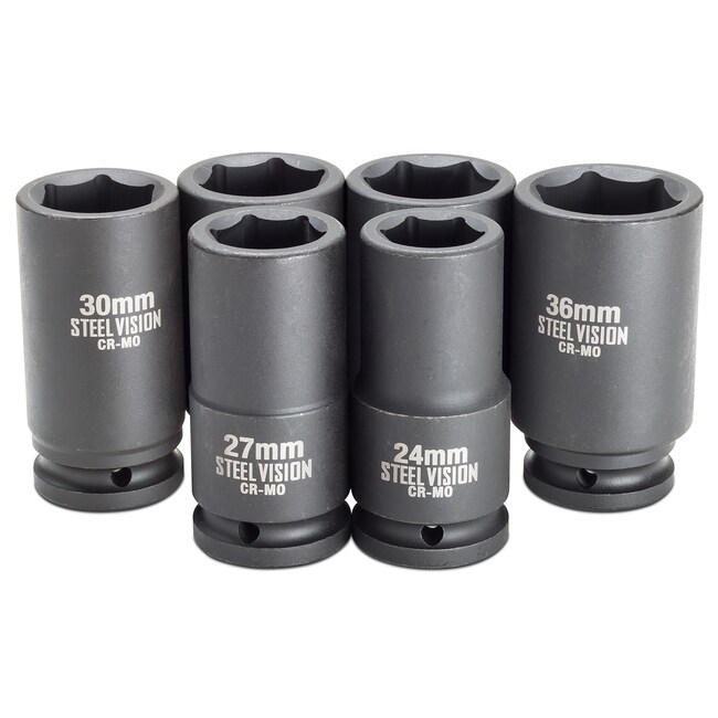 Accuflow Systems 6 pc 3/4 in Dr. Metric Impact Deep Socket Set ...