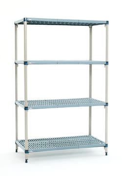 Accuflow Systems 4 shelf MetroMax Q stationary shelving unit, Open grid shelf, Polymer 24