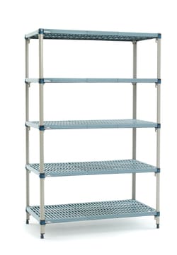 Accuflow Systems 5 shelf MetroMax Q stationary shelving unit, Open grid shelf, Polymer 24