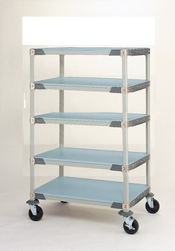 Accuflow Systems 5 shelf mobile MetroMax I shelving unit, caster cart,