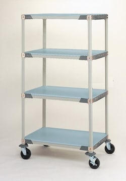 Accuflow Systems 4 shelf mobile MetroMax I shelving unit, caster cart,