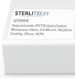 Sterlitech Corporation&nbsp;Polycarbonate (PCTG) Gold-Coated Membrane Filters, 0.4 Micron, 40/20nm Coating, 25mm, 10/Pk