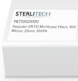Sterlitech Corporation Polyester (PETE) Membrane Filters, 10.0 Micron, 25mm, 100/Pk